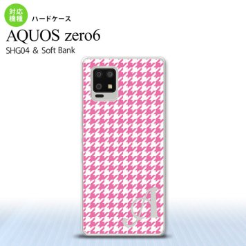 SHG04 SHG04 ZERO6 AQUOS zero6 スマホケース ハードケース 千鳥 格子 小 ピンク 白 +アルファベット メンズ レディース nk-zero6-902i