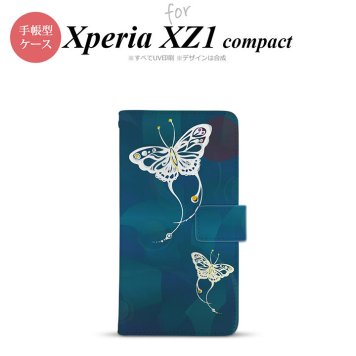 【手帳型 スマホ カバー ケース】【SO02K】【エクスペリア XZ1】手帳型 ケース SO-02K スマホ カバー Xperia XZ1 Compact エクスペリア 蝶（和柄） 青緑 nk-004s-so02k-dr1554【メール便送料無料】