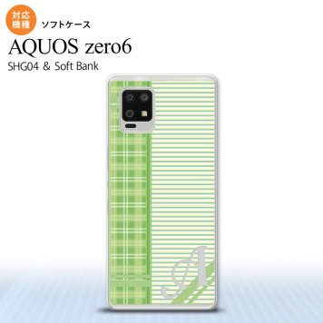 SHG04 SHG04 ZERO6 AQUOS zero6 スマホケース ソフトケース チェック ボーダー 緑 +アルファベット メンズ レディース nk-zero6-tp1603i