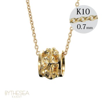 ゴールド ネックレス ハワイアンジュエリー ネックレス イエローゴールド バレル 樽 プルメリア 透かし模様 14K K14イエローゴールド K10 10Kあずきチェーン太0.7mm ギフトラッピング可能 彼女 妻 女性 レディース プレゼント ハロウィン 【品番：CG-GP105】