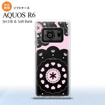 SH-51B AQUOS R6 AQUOS R6 スマホケース ソフトケース レース クリア ピンク メンズ レディース nk-r6-tp1484