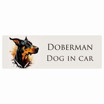 ドッグ カーステッカー イラスト付 Dog in Car ドーベルマン B タイプ セーフティサイン 犬種別 長方形 15x5cm シール リア あおり運転対策 Dog Sticker 屋外 屋内 防水 かわいい おしゃれ 安全対策 カーサイン