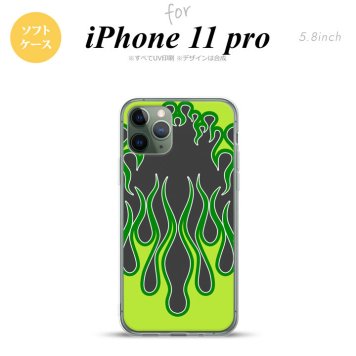 iPhone11Pro iPhone11 Pro スマホケース ソフトケース ファイヤー 炎 黒 緑 メンズ レディース nk-i11p-tp1305