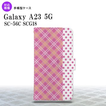 Galaxy A23 GalaxyA23 手帳型スマホケース カバー タータン ドット ピンク 2022年 10月発売 nk-004s-a23-dr1532