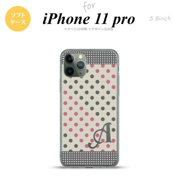 iPhone11Pro iPhone11 Pro スマホケース ソフトケース ドット 水玉 C グレー ピンク +アルファベット メンズ レディース nk-i11p-tp1649i