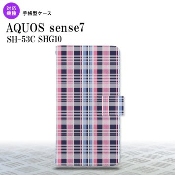 sense7 sense7 手帳型スマホケース カバー チェック ピンク 青 2022年 11月発売 nk-004s-sens7-dr440
