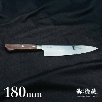 ステンレス牛刀　180mm 両刃 AUS8 ローズ 日本製 徳蔵刃物 TOKUZO KNIVES JAPAN Kitchen Knives 包丁 ほうちょう