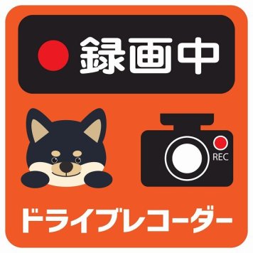 ドラレコ ステッカー シール 録画中 ドライブレコーダー 黒柴 オレンジ 13x13cm 正方形 おしゃれ かわいい ドラレコシール 安全対策 危険運転 煽り運転 前後 アニマル 動物 イラスト付 ドライブレコーダー REC  カーサイン