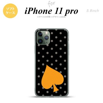 iPhone11Pro iPhone11 Pro スマホケース ソフトケース トランプ 水玉 スペード 黒 オレンジ メンズ レディース nk-i11p-tp548