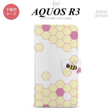 SH-04L/SHV44 AQUOS R3 手帳型スマホケース カバー ハニー クリア 紫  nk-004s-r3-dr1683