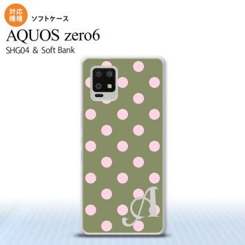 SHG04 SHG04 ZERO6 AQUOS zero6 スマホケース ソフトケース ドット 水玉 B モスグリーン +アルファベット メンズ レディース nk-zero6-tp832i
