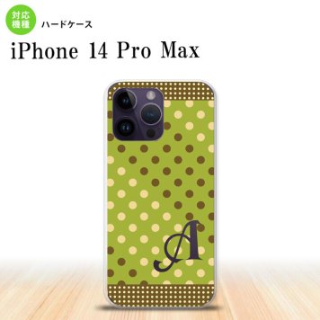 iPhone14 ProMax iPhone14 Pro Max スマホケース 背面ケース ハードケース ドット 水玉 C 緑 茶 +アルファベット 2022年 9月発売 nk-i14pm-1656i
