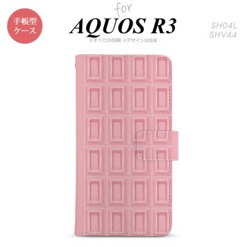 SH-04L/SHV44 AQUOS R3 手帳型スマホケース カバー チョコ ストロベリー ピンク  nk-004s-r3-dr737