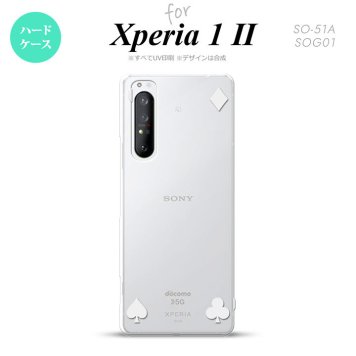 Xperia 1 II 5G スマホケース 背面カバー ストラップホール有り ハードケース トランプ 四隅 白 ストラップホール おしゃれ かわいい かっこいい メンズ レディース nk-xp12-522