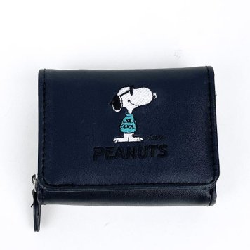 スヌーピー 三つ折りミニ財布 NLC ブラック SNOOPY