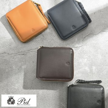 Pid ecrire 防水牛革 ラウンド二つ折り財布