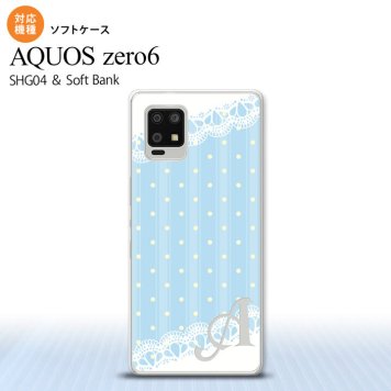SHG04 SHG04 ZERO6 AQUOS zero6 スマホケース ソフトケース ドット レース C 水色 +アルファベット メンズ レディース nk-zero6-tp1617i
