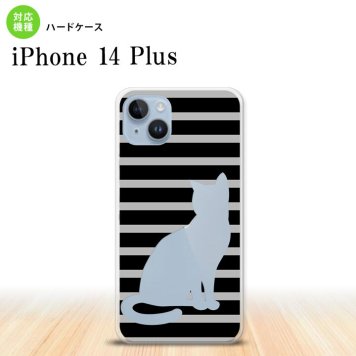 iPhone14 plsu iPhone14 plsu スマホケース 背面ケース ハードケース 猫 ボーダー A 黒 2022年 10月発売 nk-i14pl-961