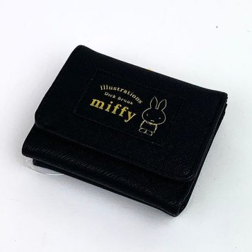 ミッフィー 三つ折り財布 箔押し 財布 三つ折り財布 コンパクト財布 黒 グッズ  (MCOR)
