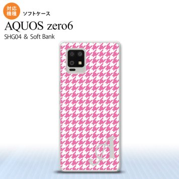 SHG04 SHG04 ZERO6 AQUOS zero6 スマホケース ソフトケース 千鳥 格子 小 ピンク 白 +アルファベット メンズ レディース nk-zero6-tp902i
