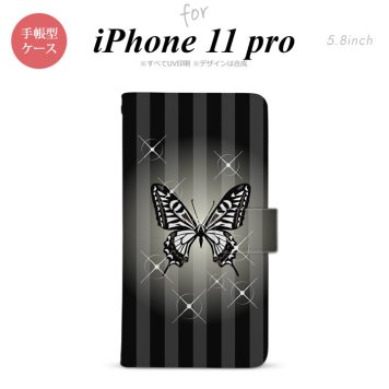 iPhone11Pro iPhone11 Pro 手帳型スマホケース カバー バタフライ 蝶 黒  nk-004s-i11p-dr315