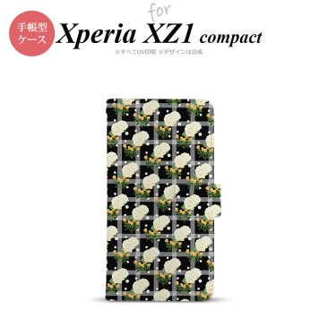 【手帳型 スマホ カバー ケース】【SO02K】【エクスペリア XZ1】手帳型 ケース SO-02K スマホ カバー Xperia XZ1 Compact エクスペリア チェック・バラ 黒 nk-004s-so02k-dr253【メール便送料無料】