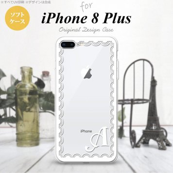【iPhone8Plus】【スマホケース/スマホカバー】【アイフォン8プラス】iPhone8Plus スマホケース ケース アイフォン8プラス イニシャル レース柄（A） 白 nk-ip8p-tp361ini【メール便送料無料】