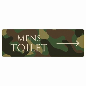 トイレ プレート 木製 MENS 文字タイプ 迷彩 カラー 右 矢印 長方形 18x6cm 方向案内 進路ドア サインプレート ピクトサイン トイレマーク表示 案内 注意 施設 御手洗 TOILET おしゃれ シンプル 安全対策