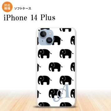 iPhone14 plsu iPhone14 plsu スマホケース 背面ケースソフトケース ゾウ 白 +アルファベット 2022年 10月発売 nk-i14pl-tp775i