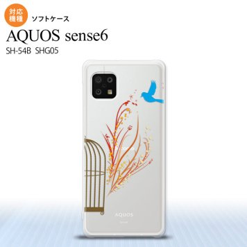 SH-54B SHG05 AQUOS sense6 スマホケース ソフトケース 青い鳥 赤 メンズ レディース nk-sens6-tp1294