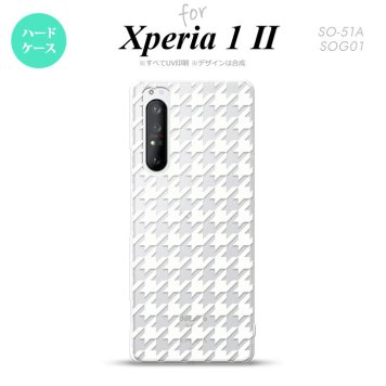 Xperia 1 II 5G スマホケース 背面カバー ストラップホール有り ハードケース 千鳥 格子 大 白 クリア ストラップホール おしゃれ かわいい かっこいい メンズ レディース nk-xp12-929