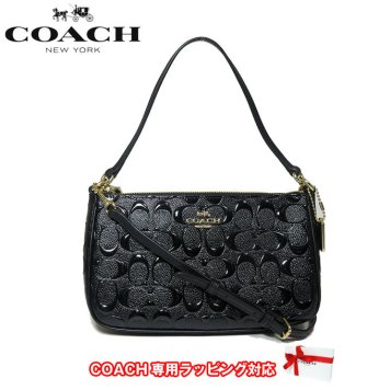 コーチ アウトレット COACH ショルダーバッグ F56518 シグネチャー デポスド パテント トップハンドルポーチ 斜め掛け IMA45(ブラック)【RCP】【楽天カード分割】