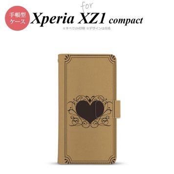 【手帳型 スマホ カバー ケース】【SO02K】【エクスペリア XZ1】手帳型 ケース SO-02K スマホ カバー Xperia XZ1 Compact エクスペリア 飾りハート（B) ベージュ nk-004s-so02k-dr613【メール便送料無料】