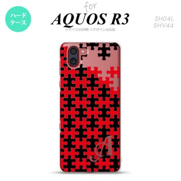 SH-04L SHV44 R3 AQUOS R3 スマホケース カバー パズル 黒 赤 +アルファベット nk-r3-1204i