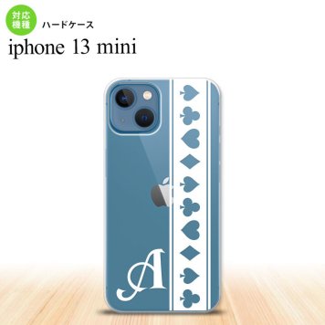 iPhone13mini iPhone13 mini ケース ハードケース トランプ 帯 白 クリア +アルファベット  nk-i13m-529i