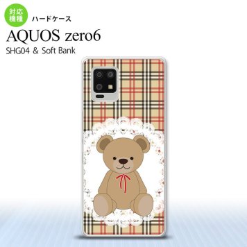 SHG04 SHG04 ZERO6 AQUOS zero6 スマホケース ハードケース くま チェック レース 茶 赤 メンズ レディース nk-zero6-754