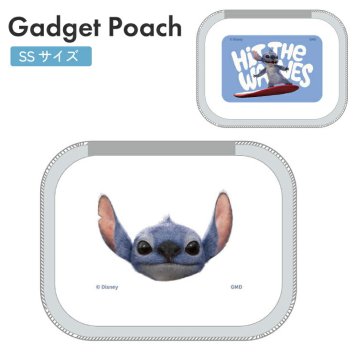 ディズニー ガジェットポーチ Disney スティッチ キャラクター グッズ かわいい 可愛い オシャレ ミニポーチ 全開き イヤホン ケーブル 小物入れ カラビナ付 ケース DNG-269