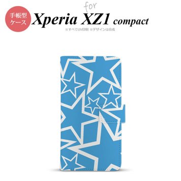 【手帳型 スマホ カバー ケース】【SO02K】【エクスペリア XZ1】手帳型 ケース SO-02K スマホ カバー Xperia XZ1 Compact エクスペリア 星 水色×白 nk-004s-so02k-dr1119【メール便送料無料】