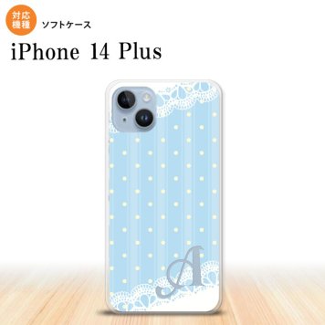 iPhone14 plsu iPhone14 plsu スマホケース 背面ケースソフトケース ドット レース C 水色 +アルファベット 2022年 10月発売 nk-i14pl-tp1617i