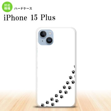 iPhone15 plus iPhone15 plus スマホケース 背面ケース ハードケース 猫 足跡 白 黒 2023年 9月発売 nk-i15pl-424
