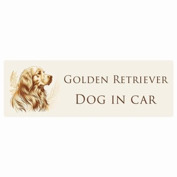 イラスト付 ドッグ カーステッカー Dog in Car ゴールデンレトリバー B タイプ セーフティサイン 犬種別 長方形 15x5cm シール リア あおり運転対策 Dog Sticker 安全対策 カーサイン