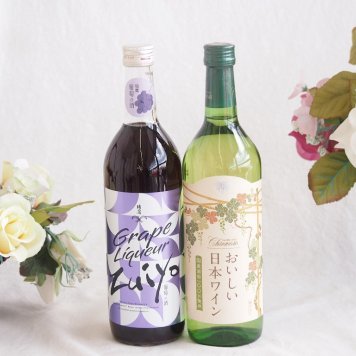 みずみずしくジューシーな風味の葡萄酒と国産ワインセット(国産葡萄100％使用 おいしい日本ワイン 白ワイン やや辛口(山梨県)720ml瑞鷹葡萄の酒10度(熊本県)720ml