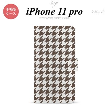 iPhone11Pro iPhone11 Pro 手帳型スマホケース カバー 千鳥 格子 大 茶白  nk-004s-i11p-dr926