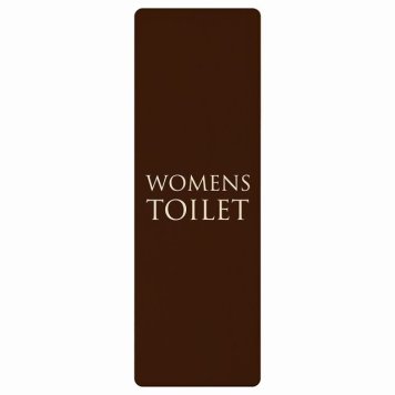 トイレ プレート 木製 WOMENS 文字タイプ ブラウン ホワイト 長方形 縦書き 9x27cm ドア サインステッカー ピクトサイン トイレマーク表示 案内 注意 施設 御手洗 TOILET おしゃれ シンプル 安全対策