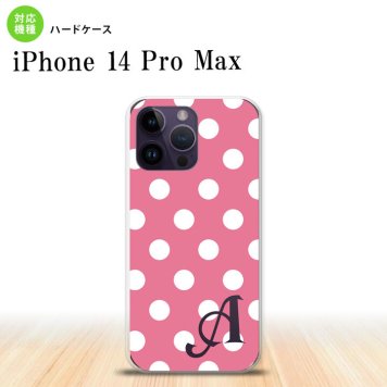 iPhone14 ProMax iPhone14 Pro Max スマホケース 背面ケース ハードケース ドット 水玉 B ピンク 白 +アルファベット 2022年 9月発売 nk-i14pm-104i