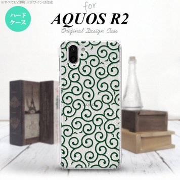 AQUOS R2 アクオス アール2 SH-03K SHV42 専用 スマホケース カバー ハードケース 唐草 クリア×緑 nk-r2-1129[スマホ,スマホケース,スマホカバー,ケース,カバー,ジャケット]
