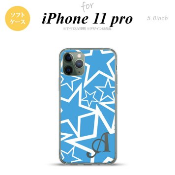 iPhone11Pro iPhone11 Pro スマホケース ソフトケース 星 水色 白 +アルファベット メンズ レディース nk-i11p-tp1119i