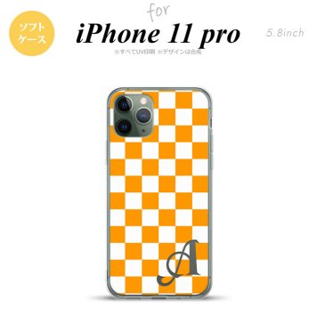 iPhone11Pro iPhone11 Pro スマホケース ソフトケース スクエア 白 オレンジ +アルファベット メンズ レディース nk-i11p-tp764i