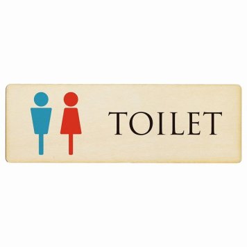 トイレ プレート 木製 男女マーク ナチュラル＆カラー 長方形 27x9cmドア サインプレート ピクトサイン トイレマーク表示 案内 注意 施設 御手洗 TOILET おしゃれ シンプル 安全対策