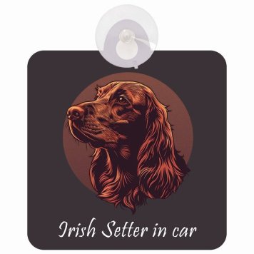 Irish Setter アイリッシュセター Bタイプ 車 窓ガラス 吸盤タイプ 犬 かっこいい おしゃれ イラスト付 DOG IN CAR ドッグインカー ドッグオンボード 安全対策 セーフティサイン デコ 外出 ドライブ カーサイン 吸盤